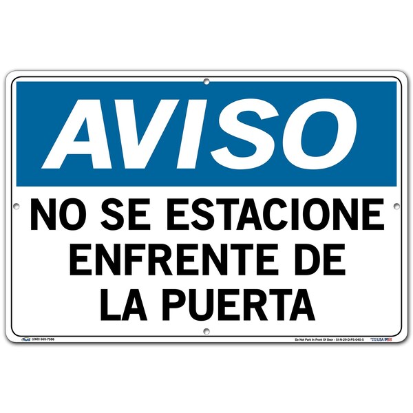 Polystyrene Sign, 12-1/2" Height, 18-1/2" Width, Polystyrene, Rectangle, Spanish